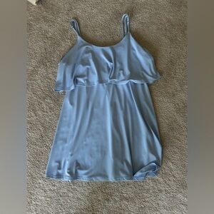 💙 Express Light Blue Ruffle Cami Tank – Flowy Adjustable Strap Top (Size L)